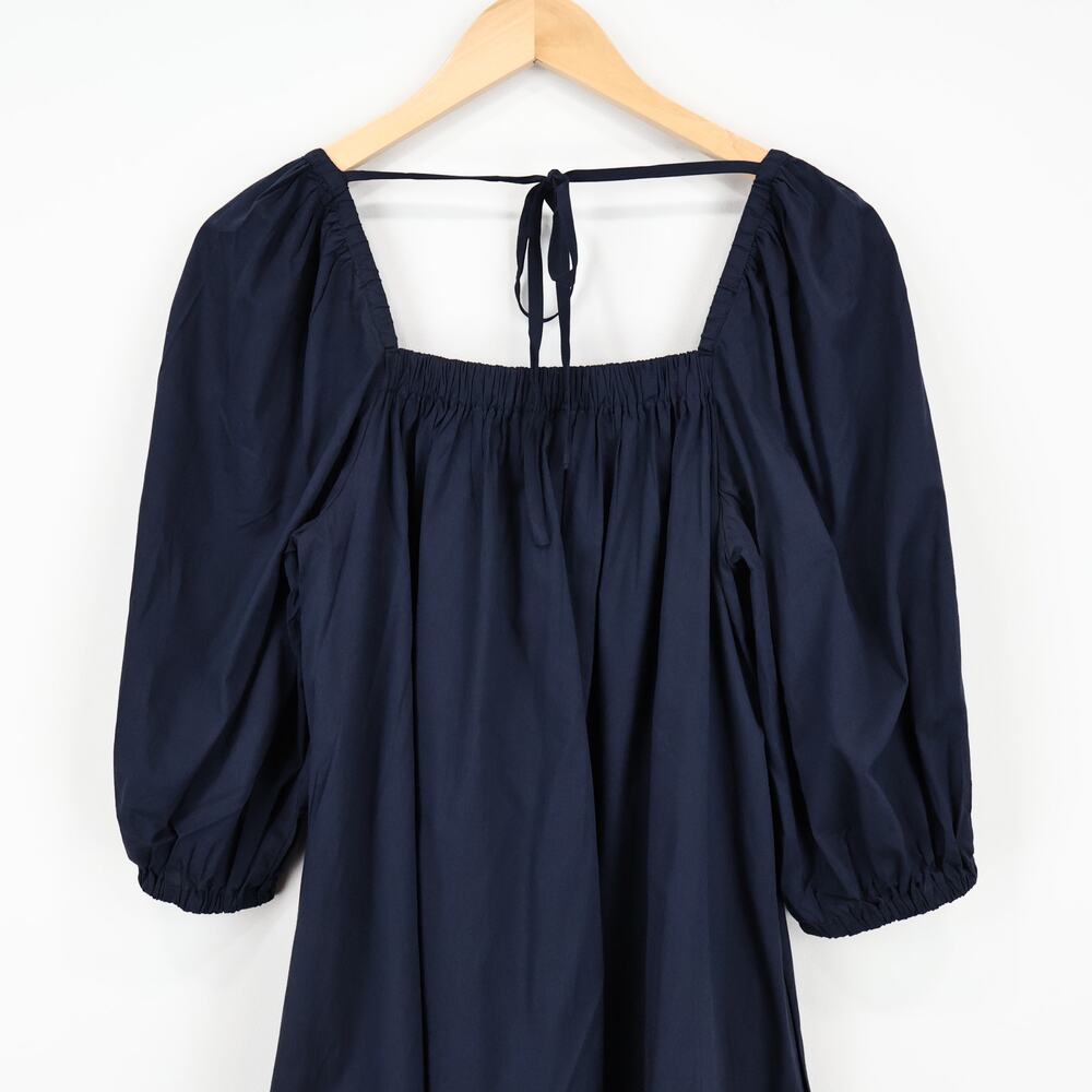 NWT Madewell Square-Neck Puff-Sleeve Babydoll Mini Dress In Navy Blue Size 4 - Picture 6 of 8